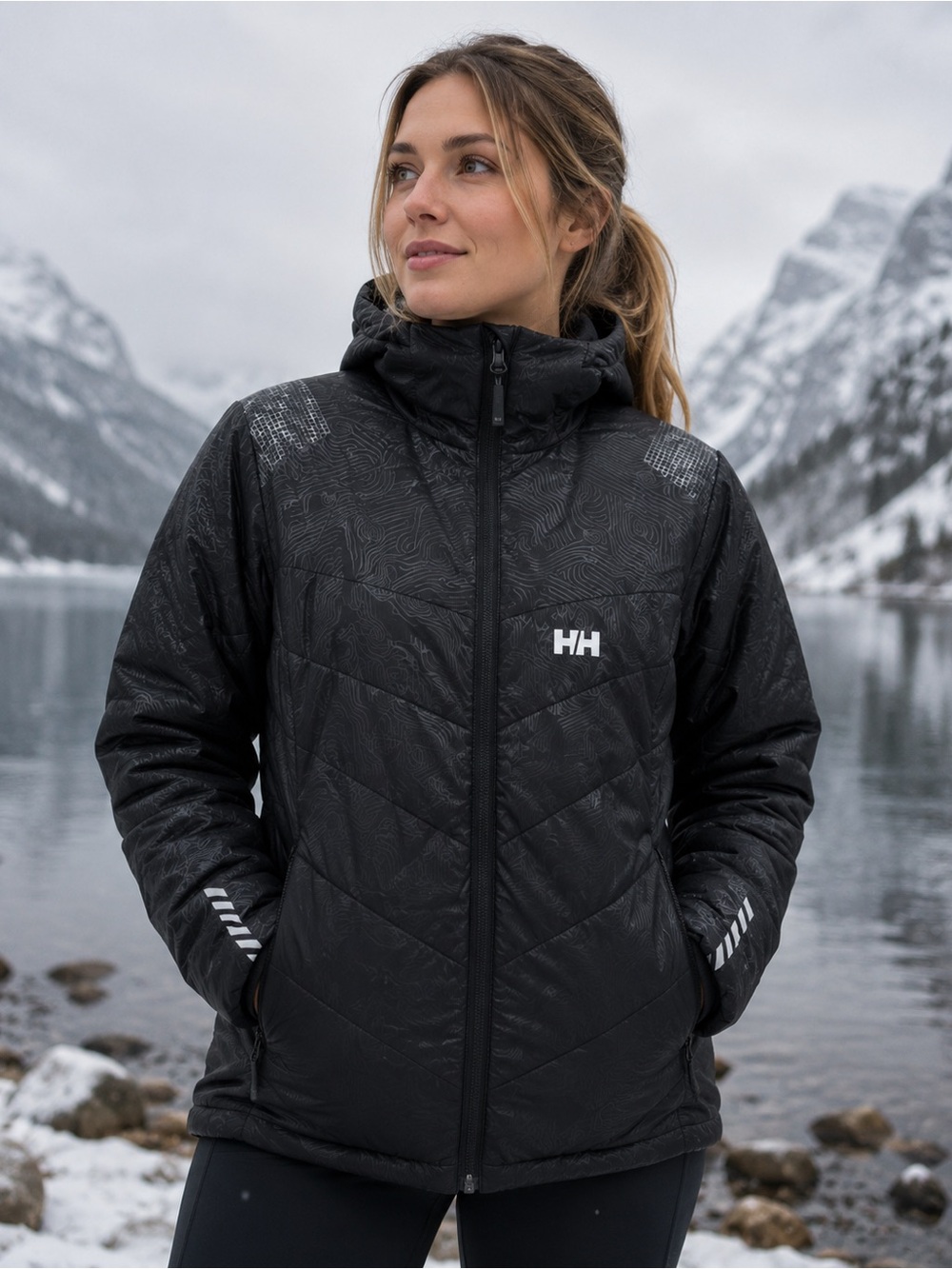 Helly Hansen Black Quilted Insulated Hooded Jacket